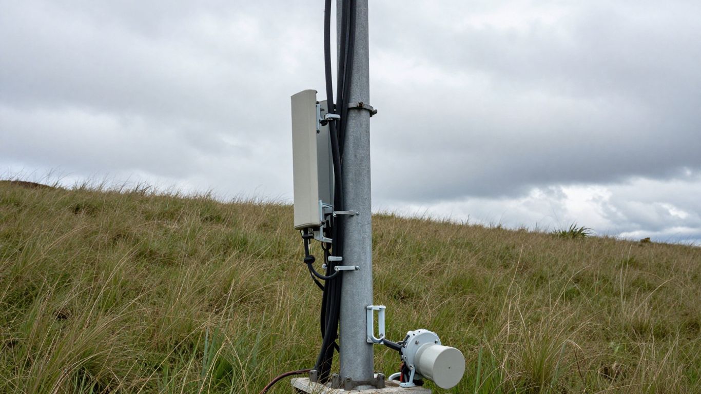 Tower hardware in remote wilderness