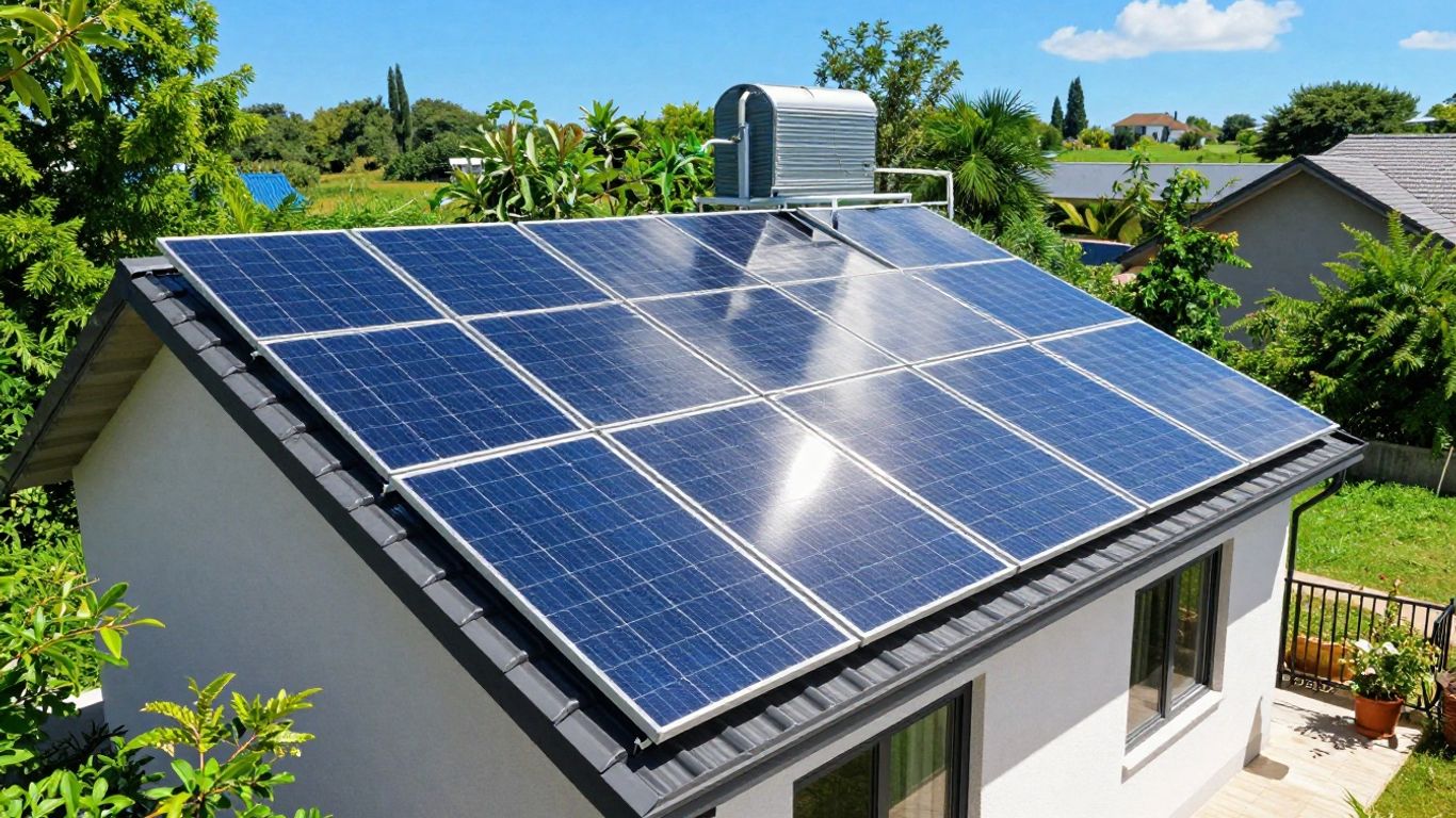Panneaux solaires thermiques sur toit de maison moderne
