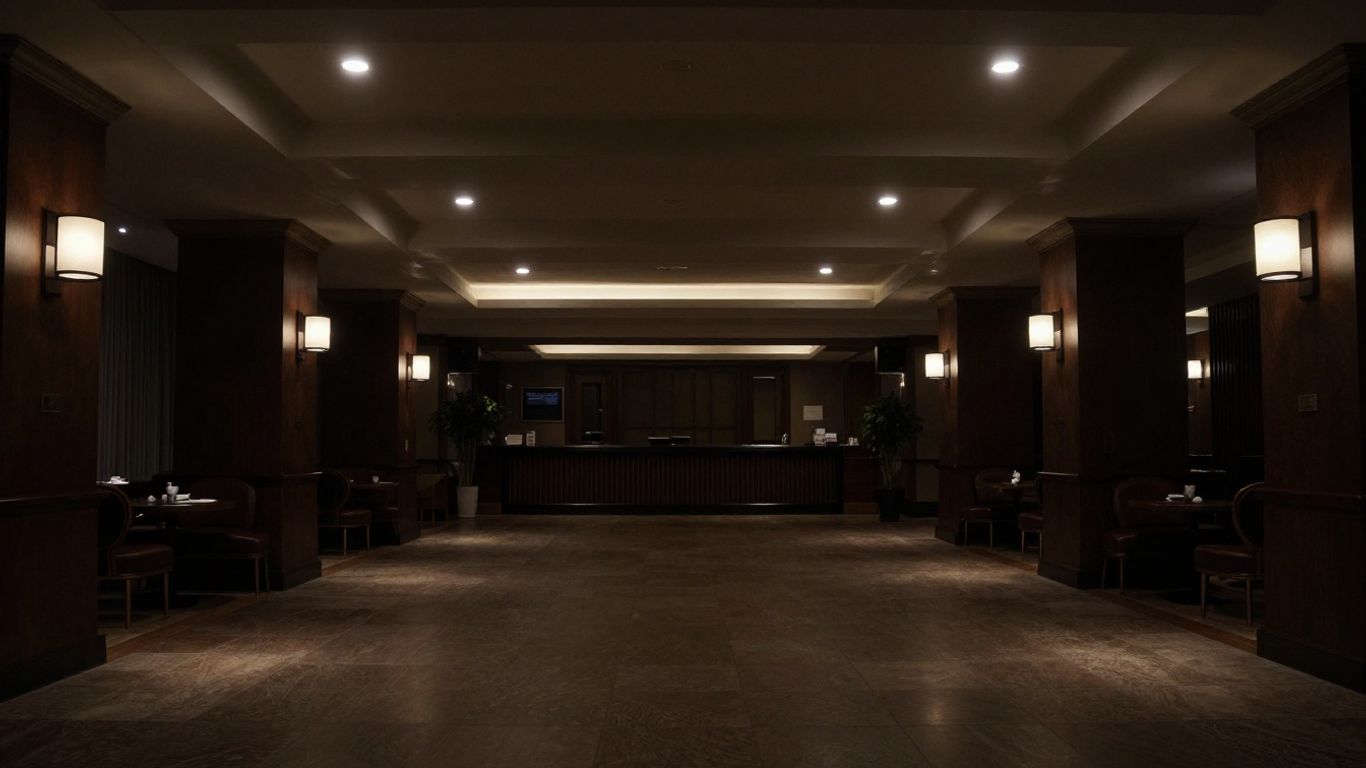 MGM Grand interior with reduced lighting.