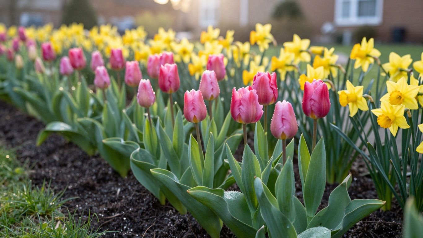 Spring bulbs in garden