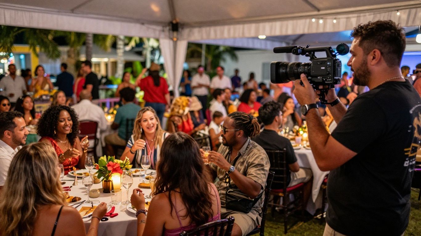 Event videography in Fort Lauderdale capturing guests and decorations.