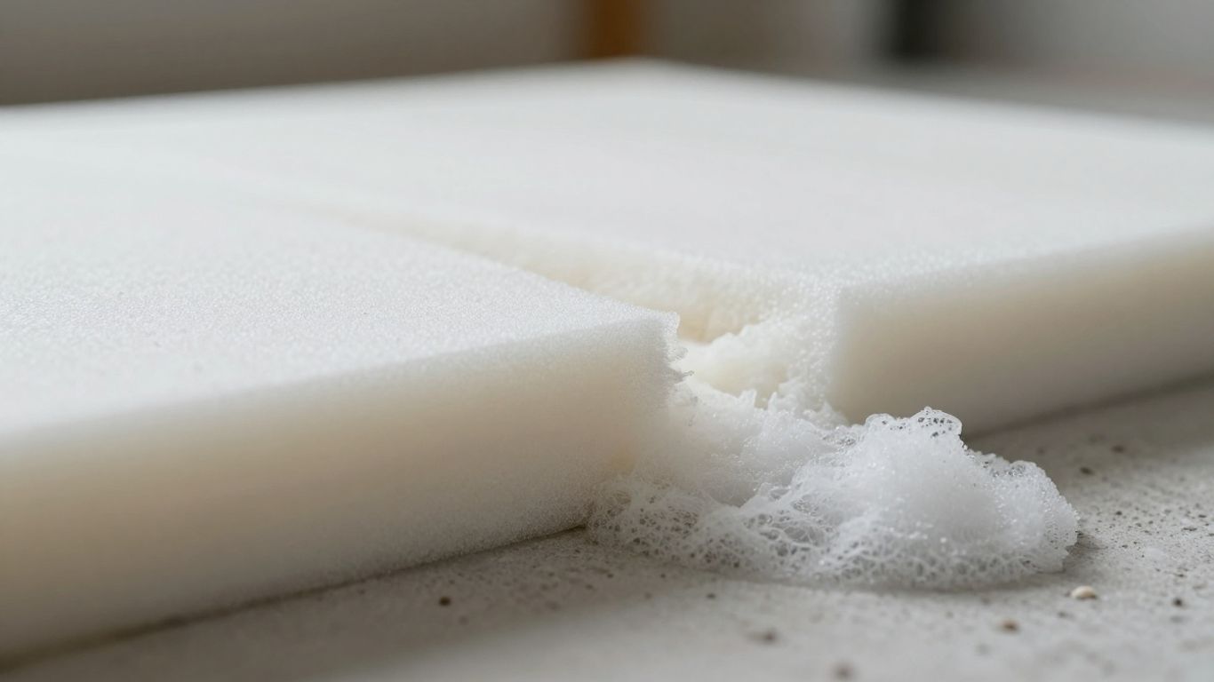 Polyurethane foam injection filling a construction gap.