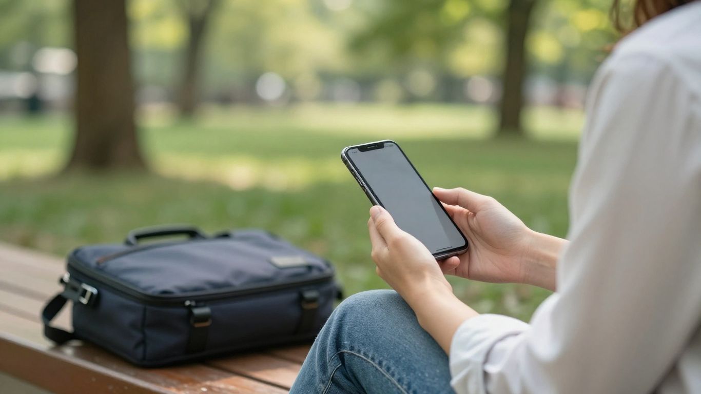 Nómada digital gestionando su negocio desde un parque