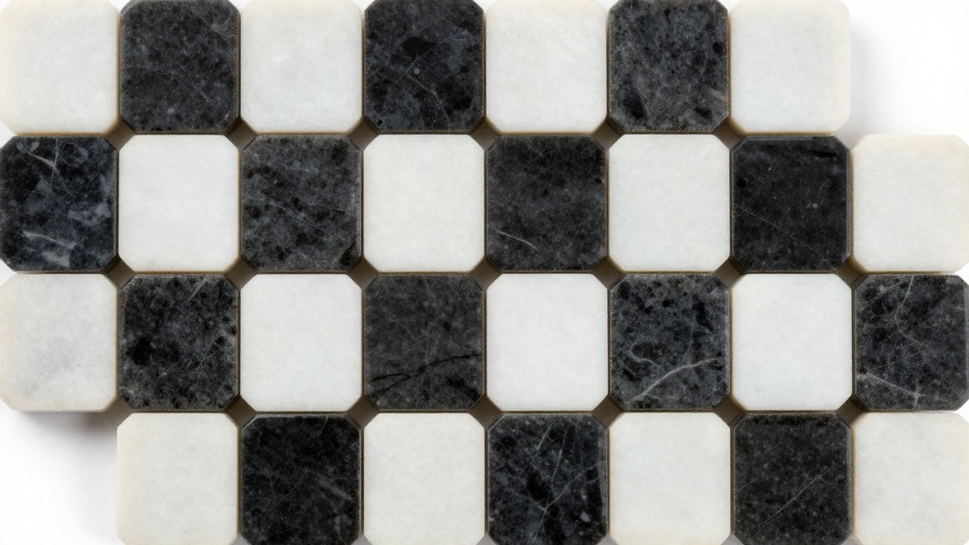 Tumbled checkerboard marble tiles sketch