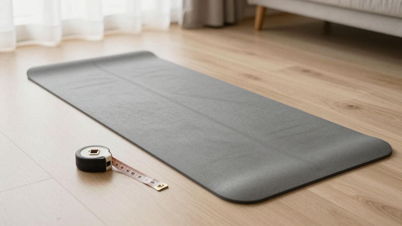 Wide mat beside a compact home practice space