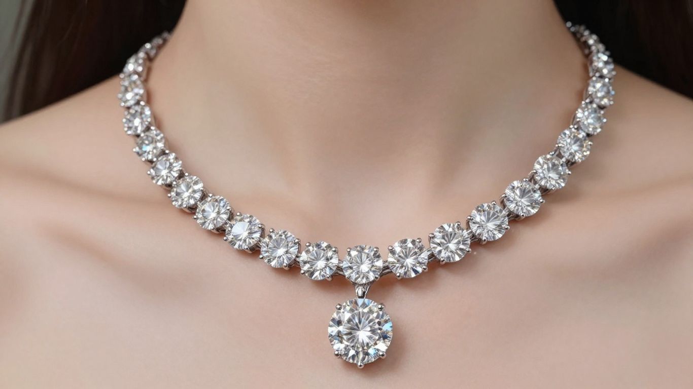 Sparkling diamond necklace and earrings for special occasions.