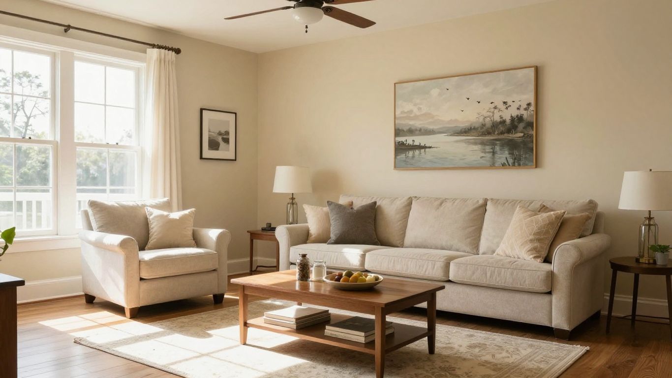 Beautifully painted interior living room with natural light.