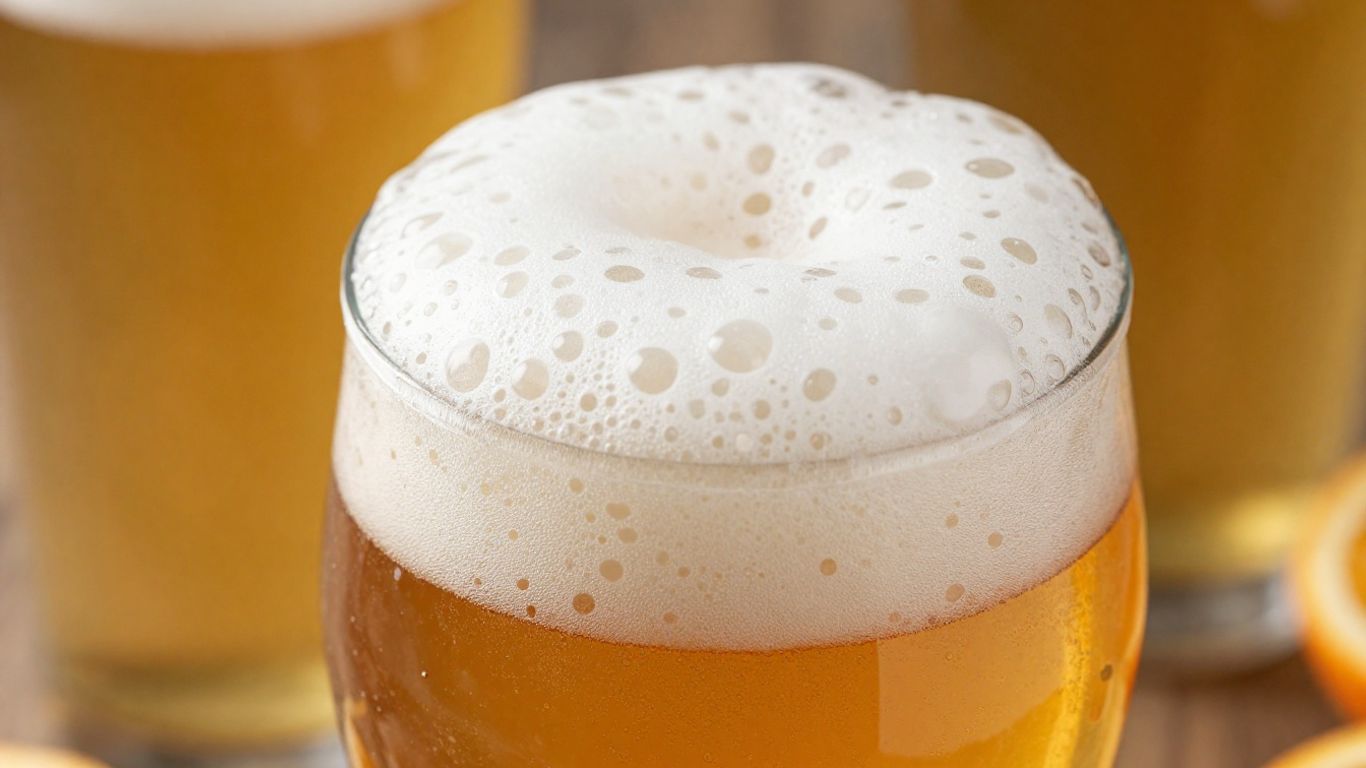 Hazy IPA beer with frothy head