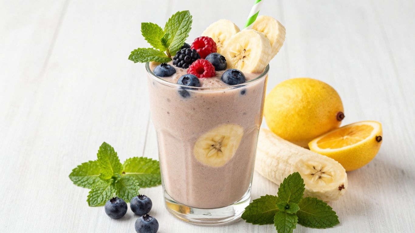 Herbalife shake with fruits and mint