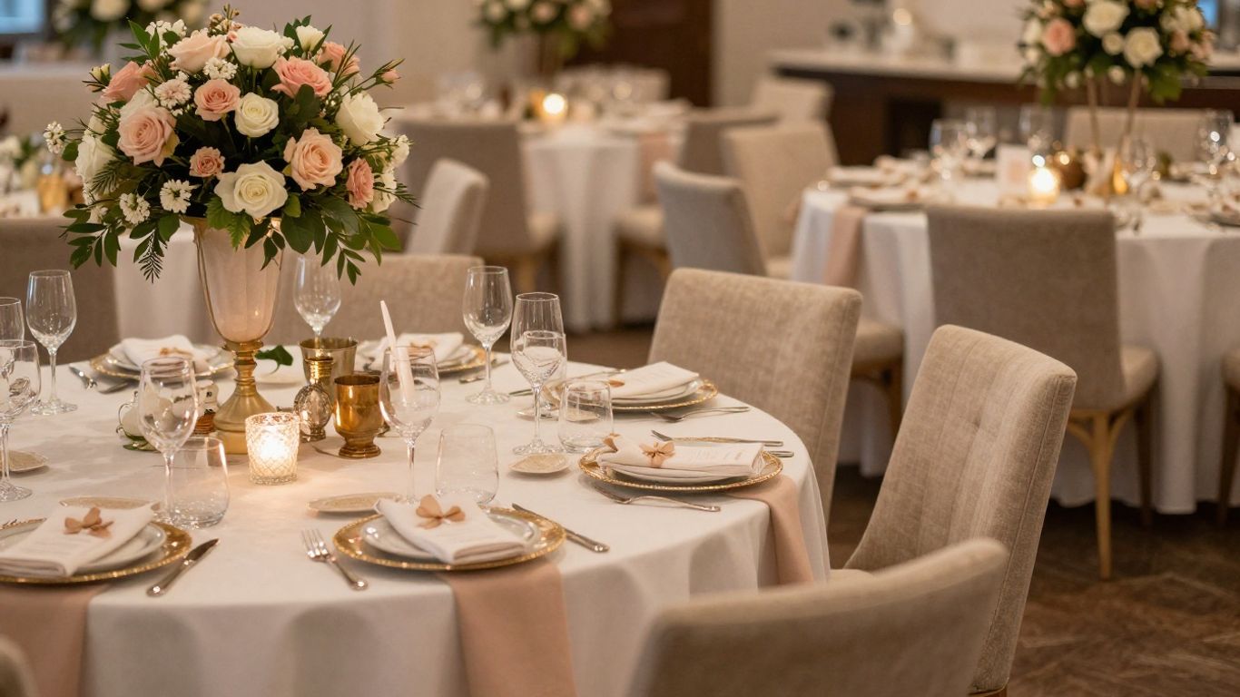 Elegant baby shower venue in Dallas with floral decor.