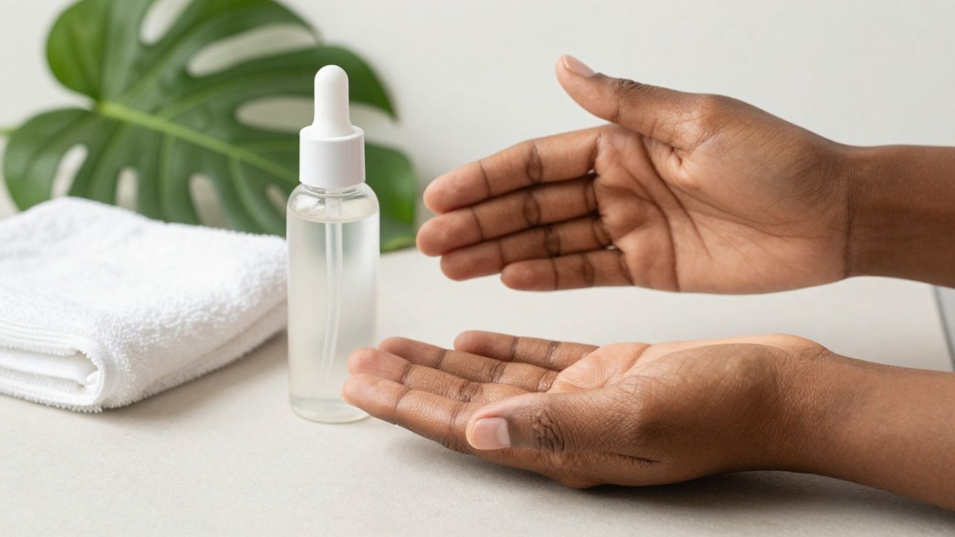 Lightweight skincare products beside brown skin
