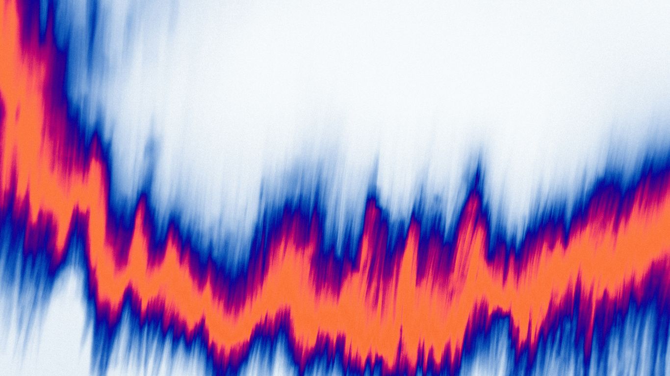 a blurry image of a red and blue wave