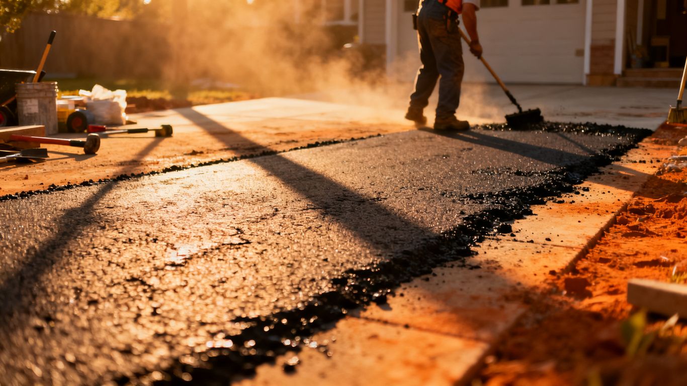 Driveway repair and expansion work in progress.