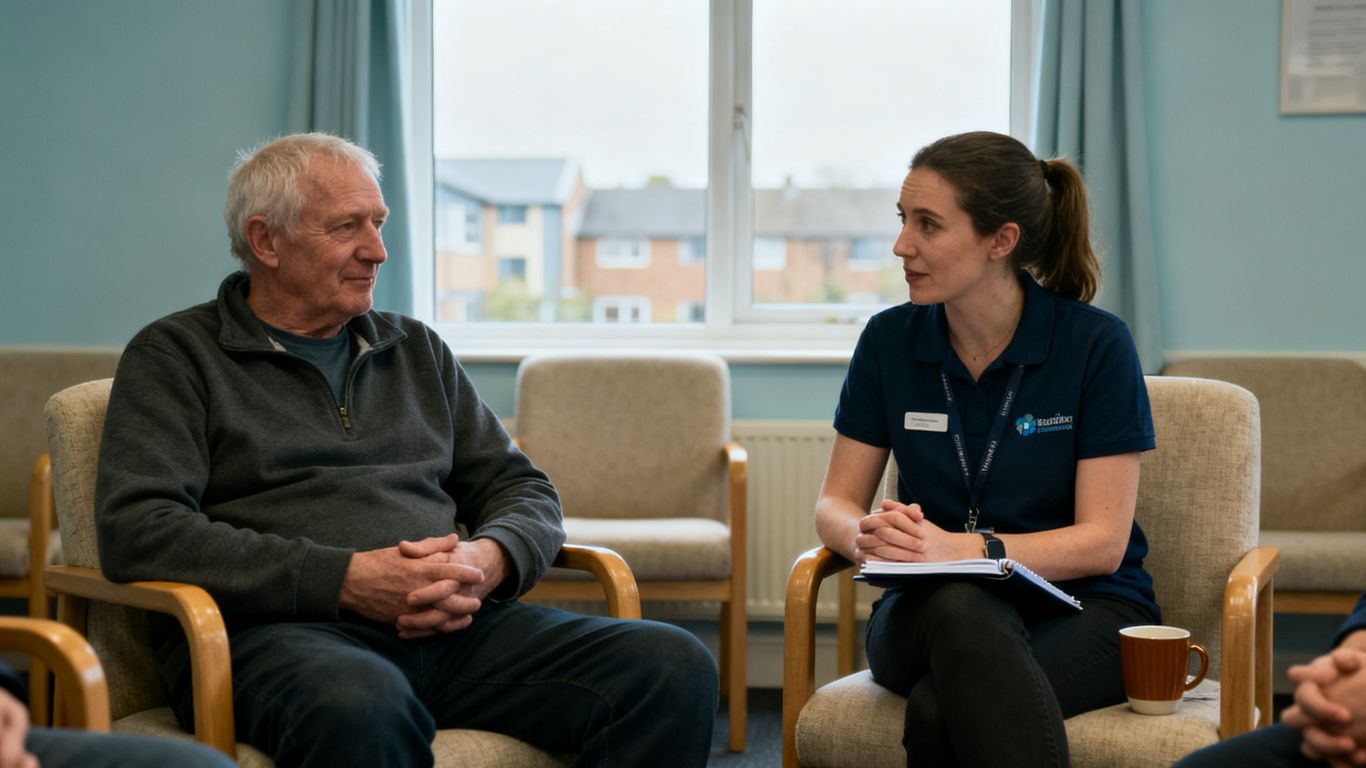 Support worker listening carefully to resident