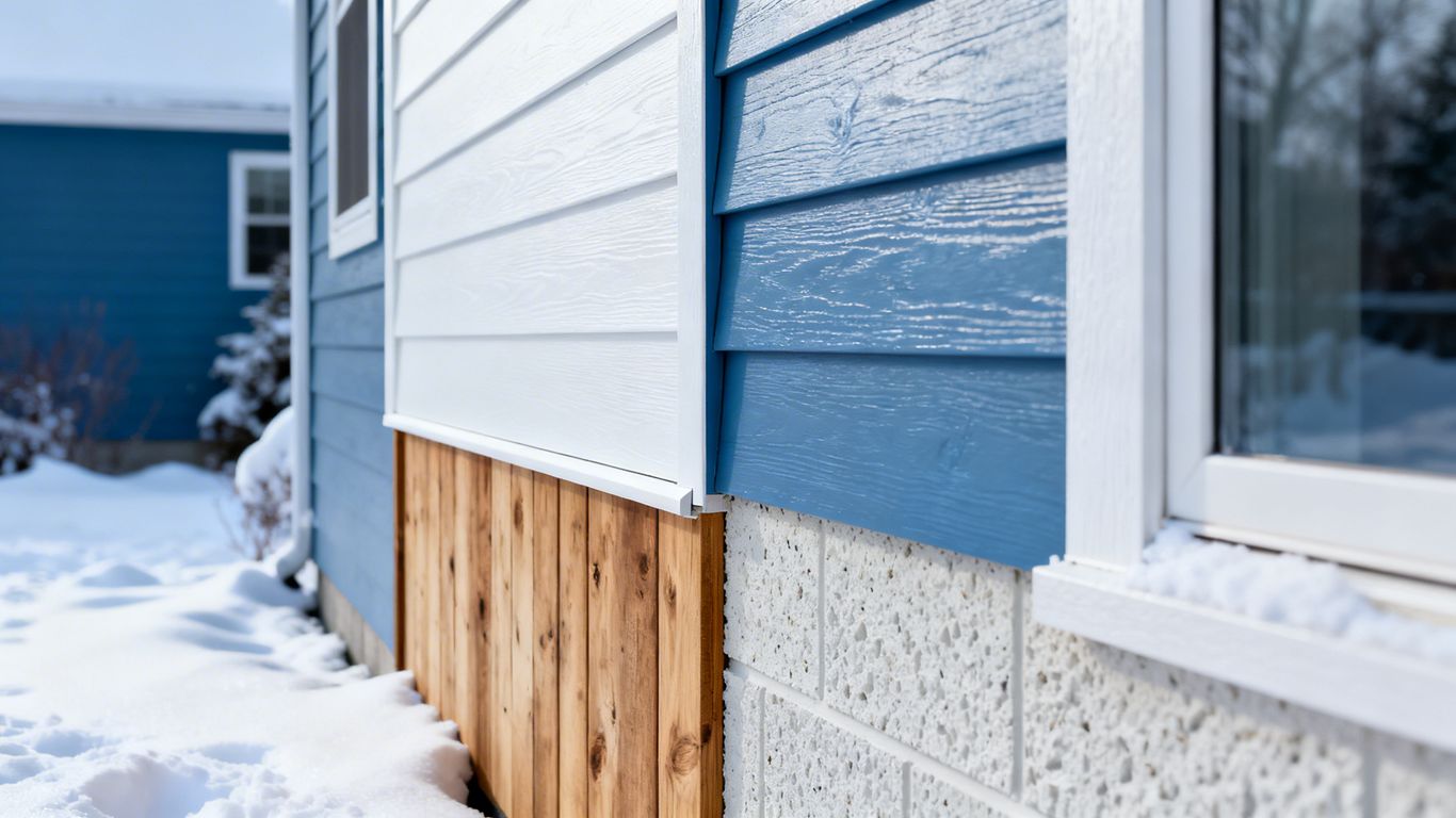 Cold weather siding options on a house exterior.