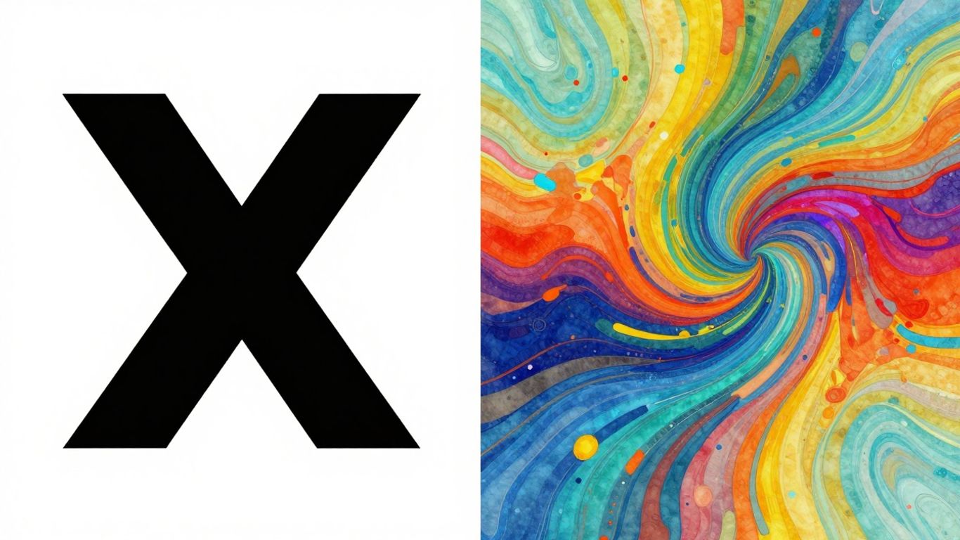 X logo versus abstract data flow comparison
