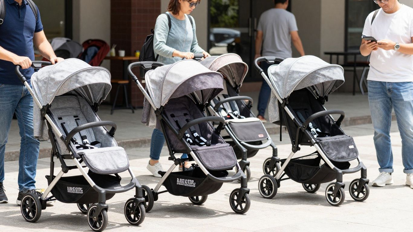 Various travel strollers for parents on the go.