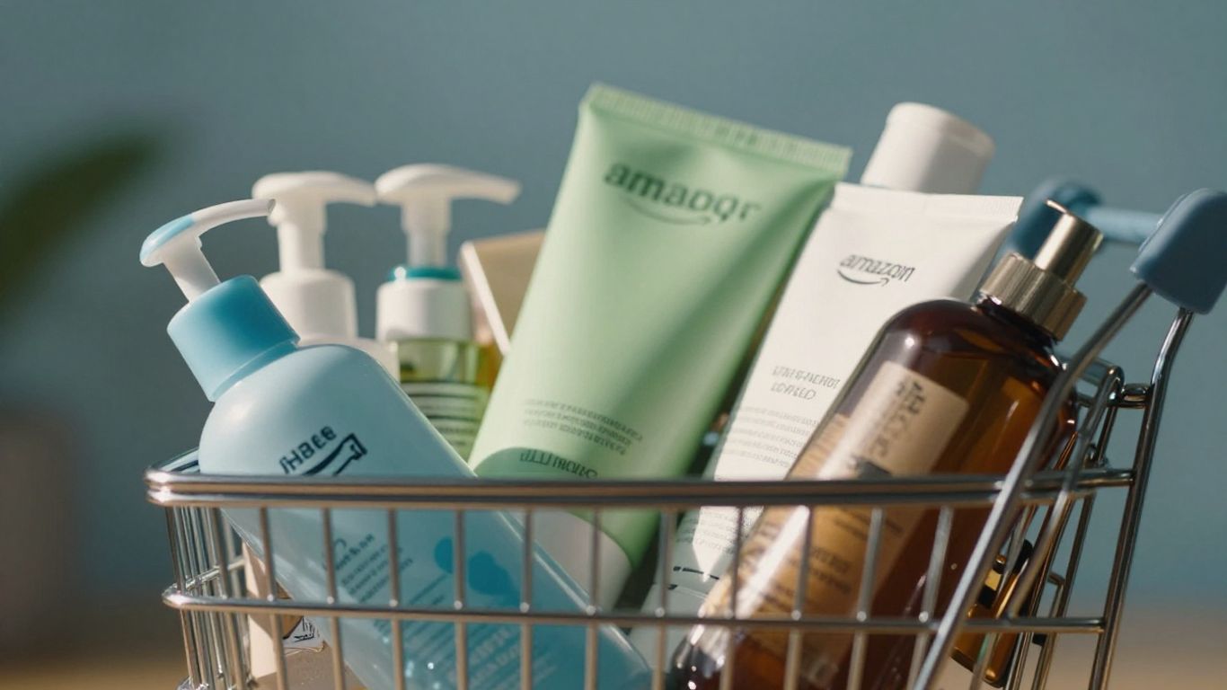 Amazon shopping cart filled with products, symbolizing profitability.