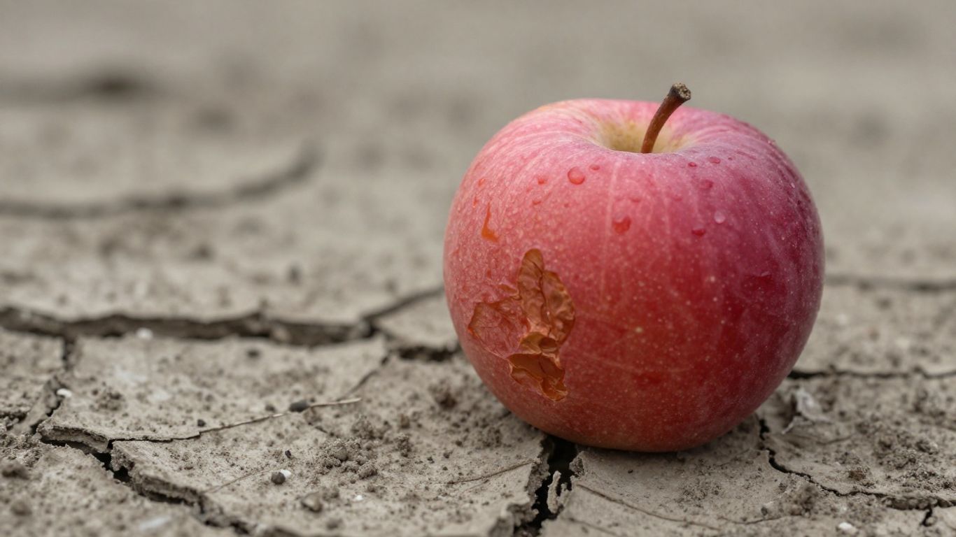 Welke appel op droge, gebarsten aarde
