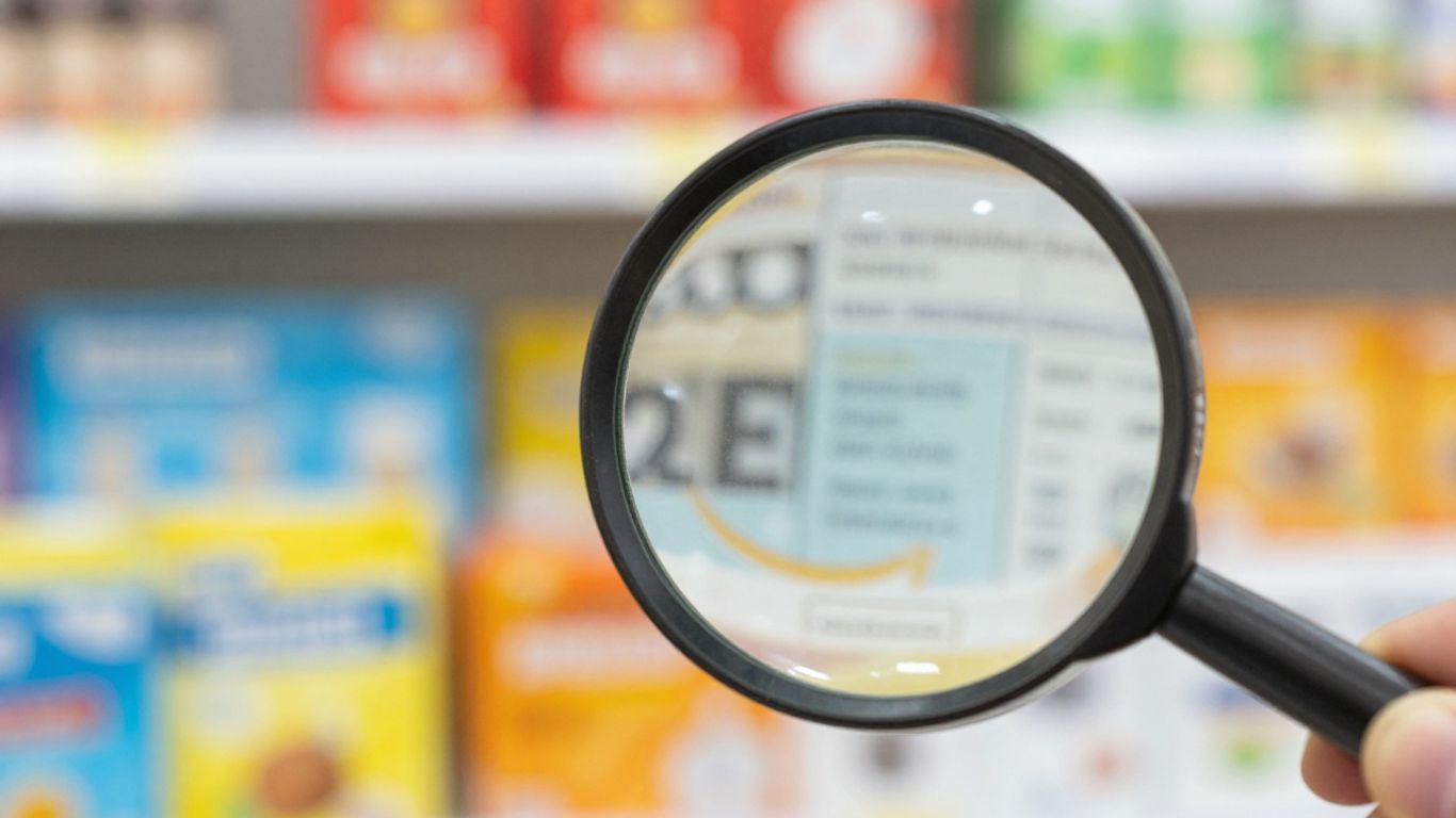 Magnifying glass over Amazon product listing in competitive market.