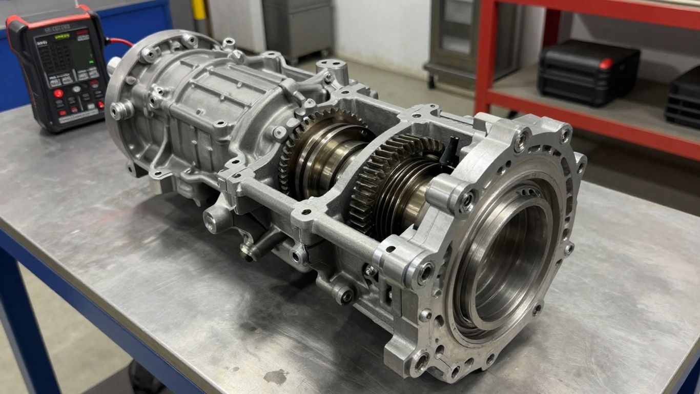Transmission components during professional inspection