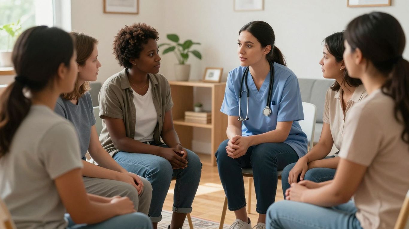 Mental health nurse supporting diverse clients in Australia.