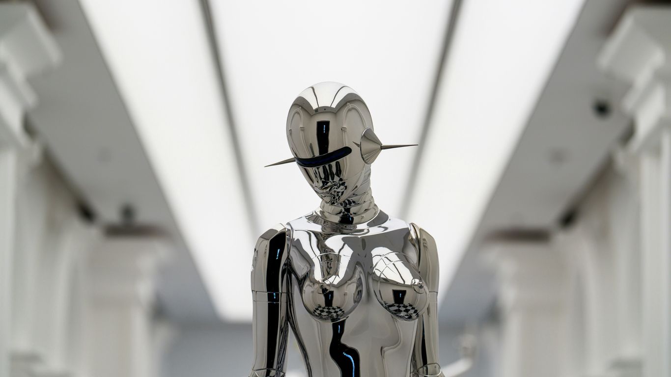 Service robot moving through commercial interior