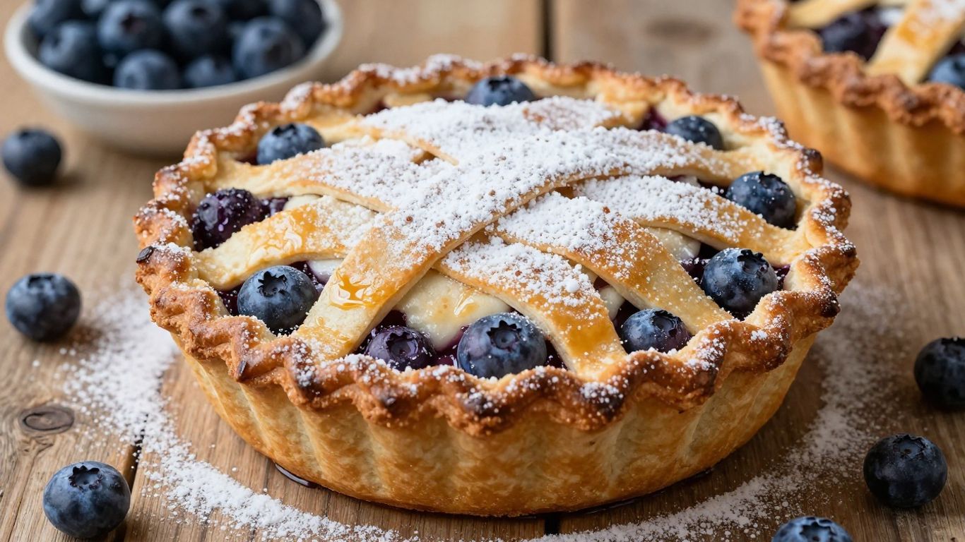 Golden Swedish blueberry pie with fresh blueberries.