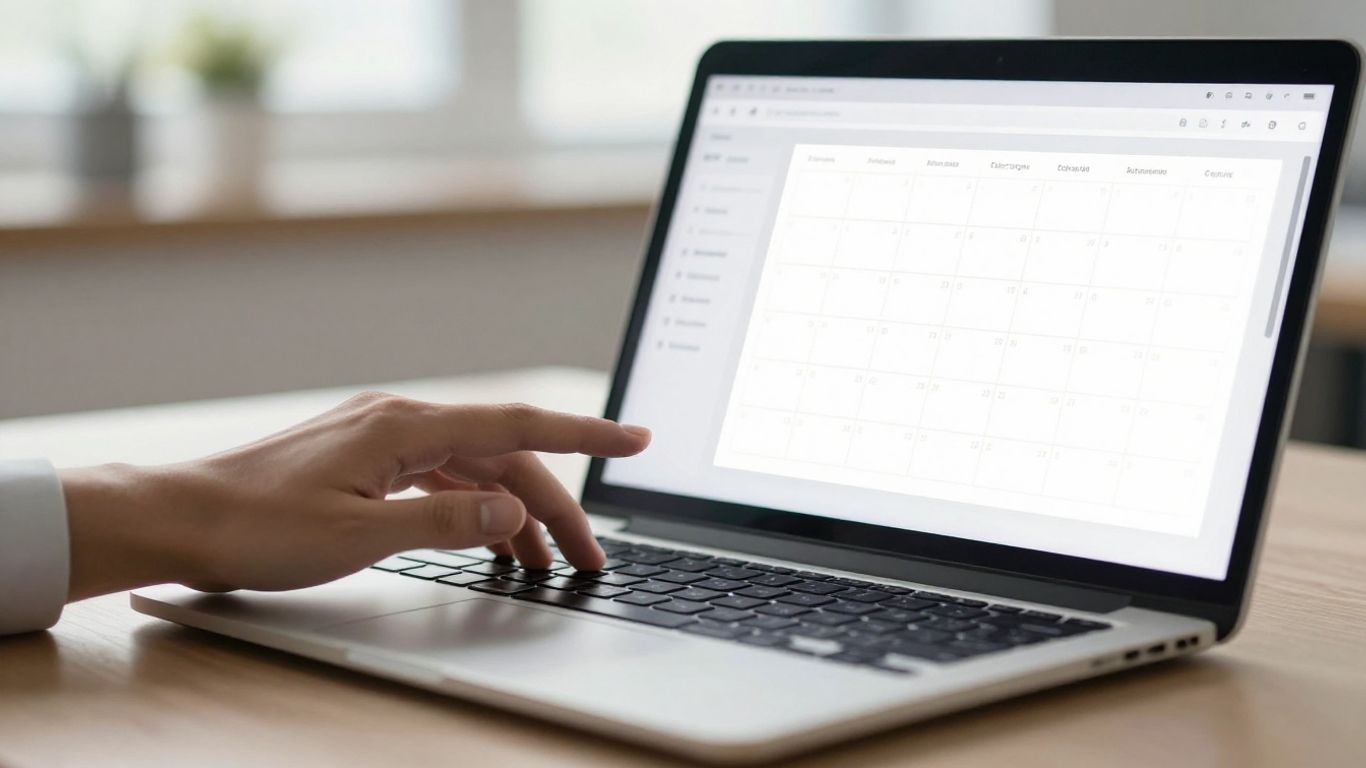 Zoho Desk calendar interface on a laptop screen.