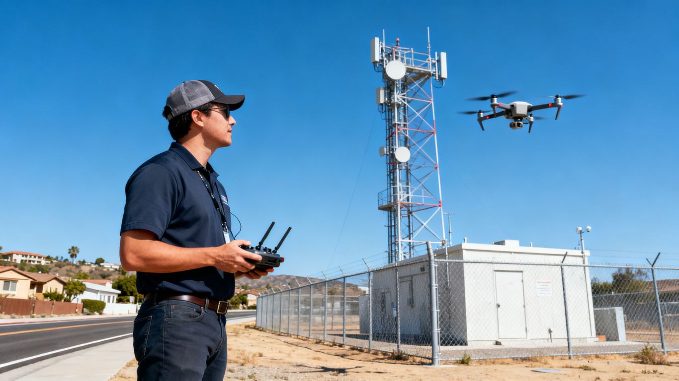 Commercial drone flight near California tower site