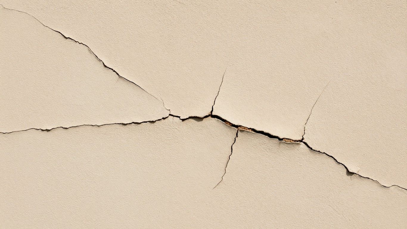 Cracked plaster wall surface with visible fissures.
