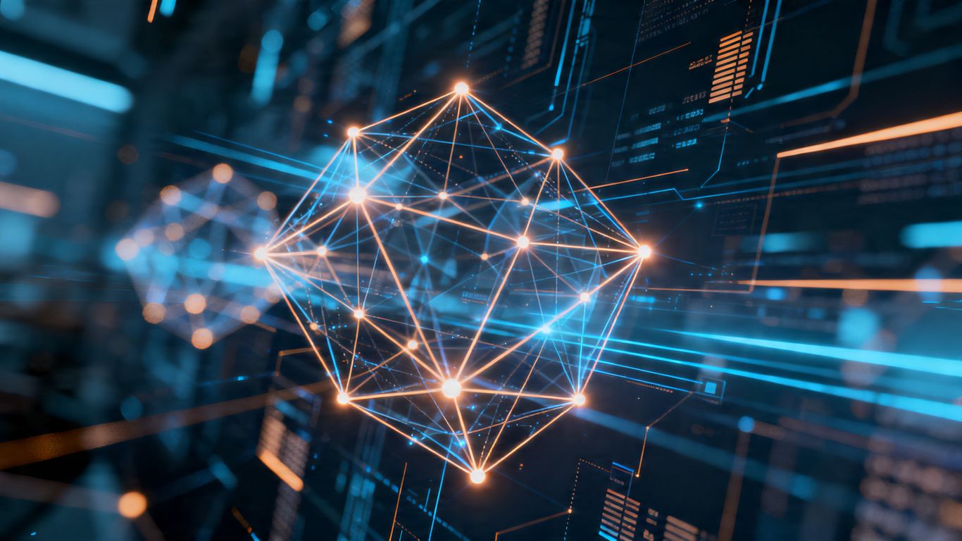 AI marketing platform interface with glowing data connections.