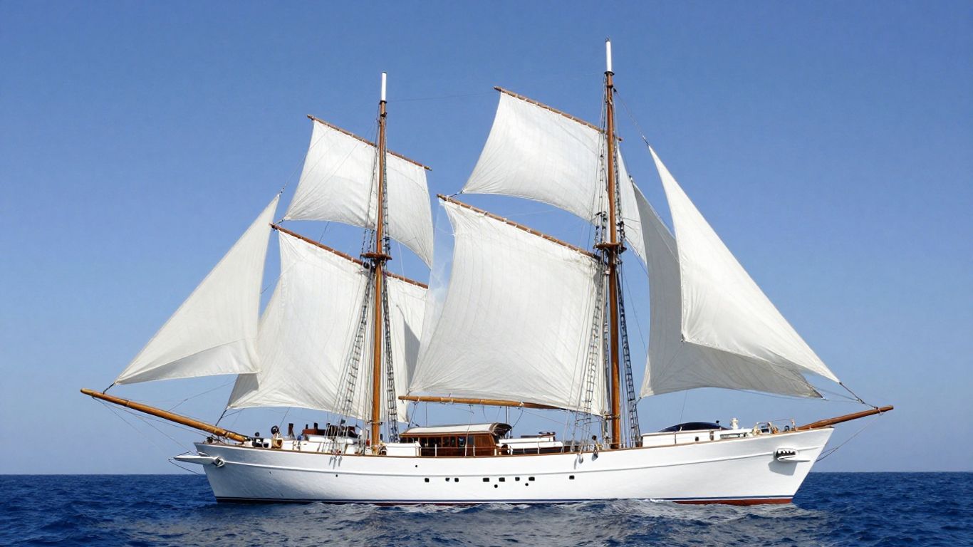 Eros sailing yacht on a calm blue sea.