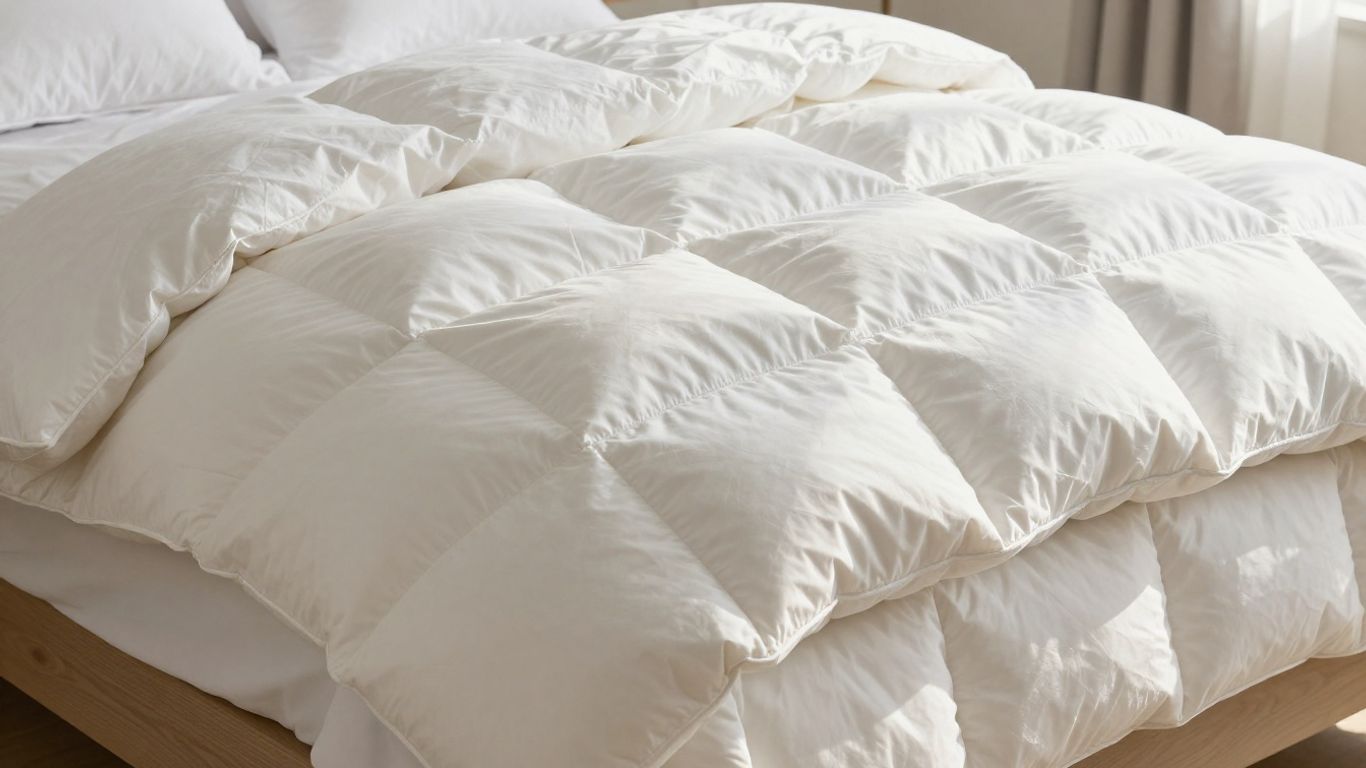 Plush Brooklinen all-season down comforter on a bed.