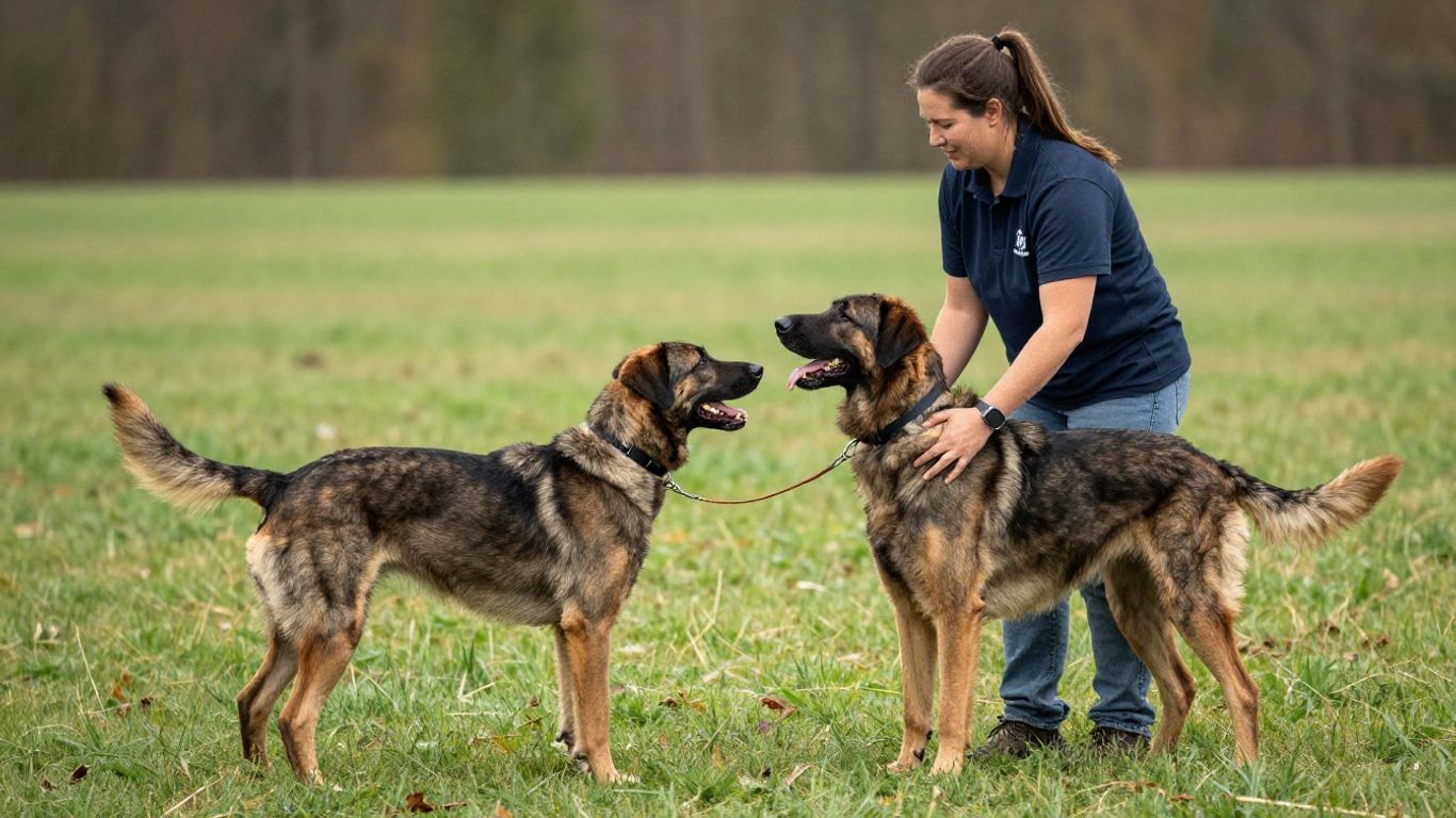 Professional trainer working with a dog outdoors in Tennessee