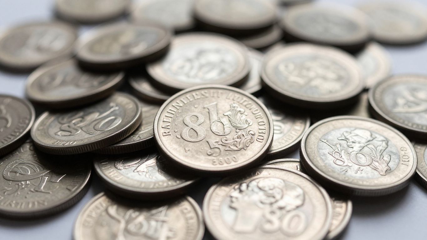 800枚銀幣堆疊在一起，閃閃發光。