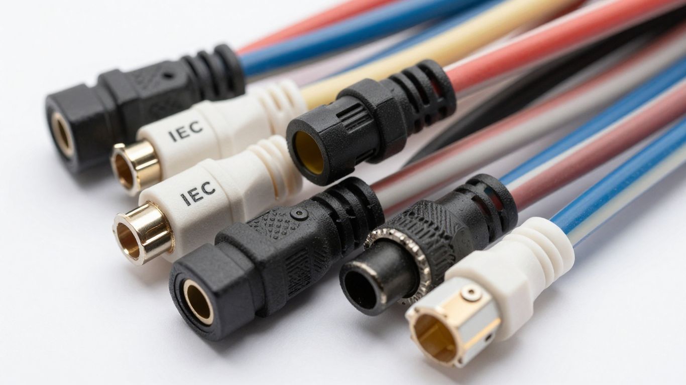 Various IEC power cables, also known as kettle leads.