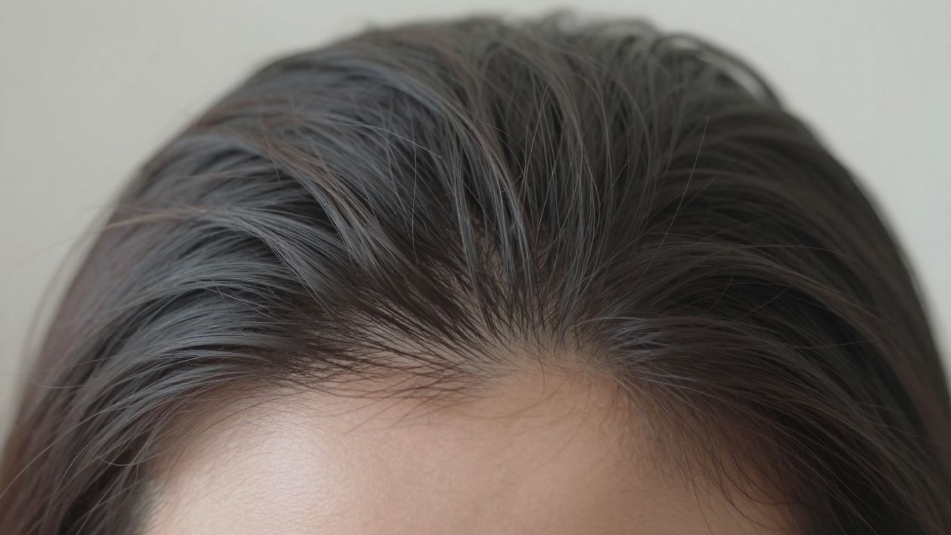 Close-up of shed hair on a scalp.