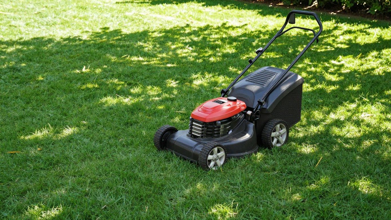Lawnmower on a healthy green lawn