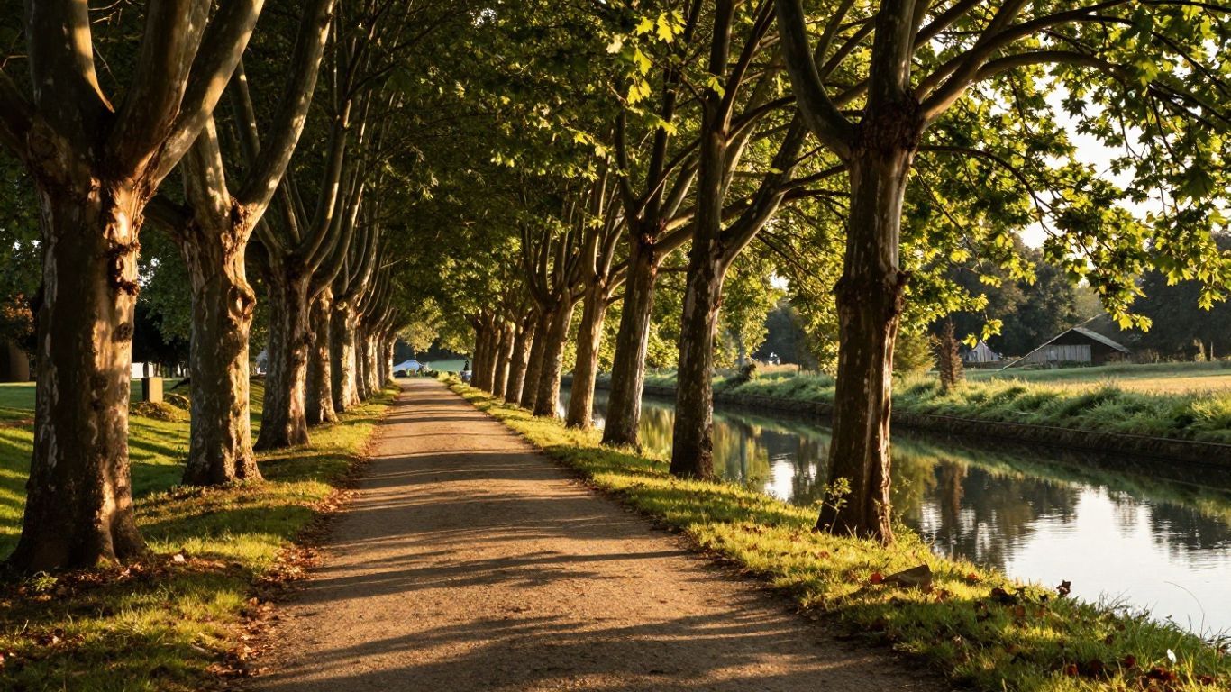 Walking along a rustic towpath