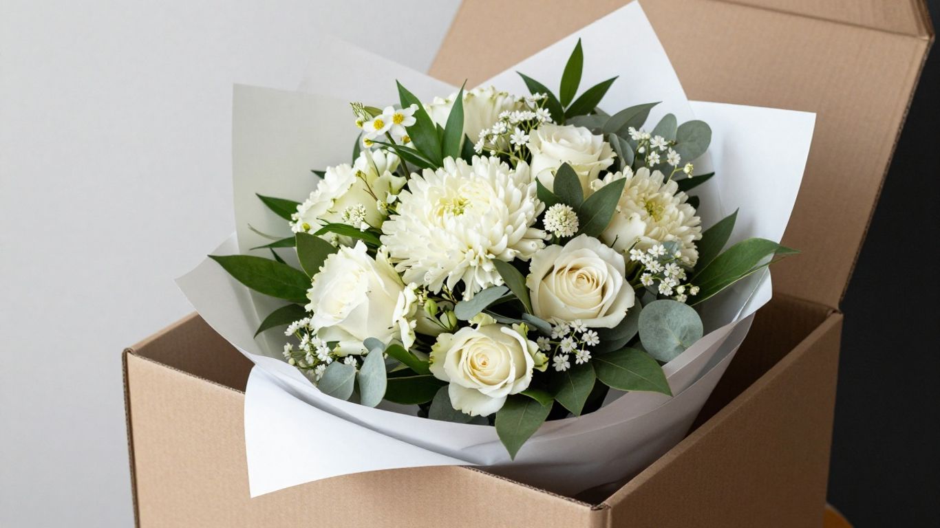 Wrapped floral gift for transit