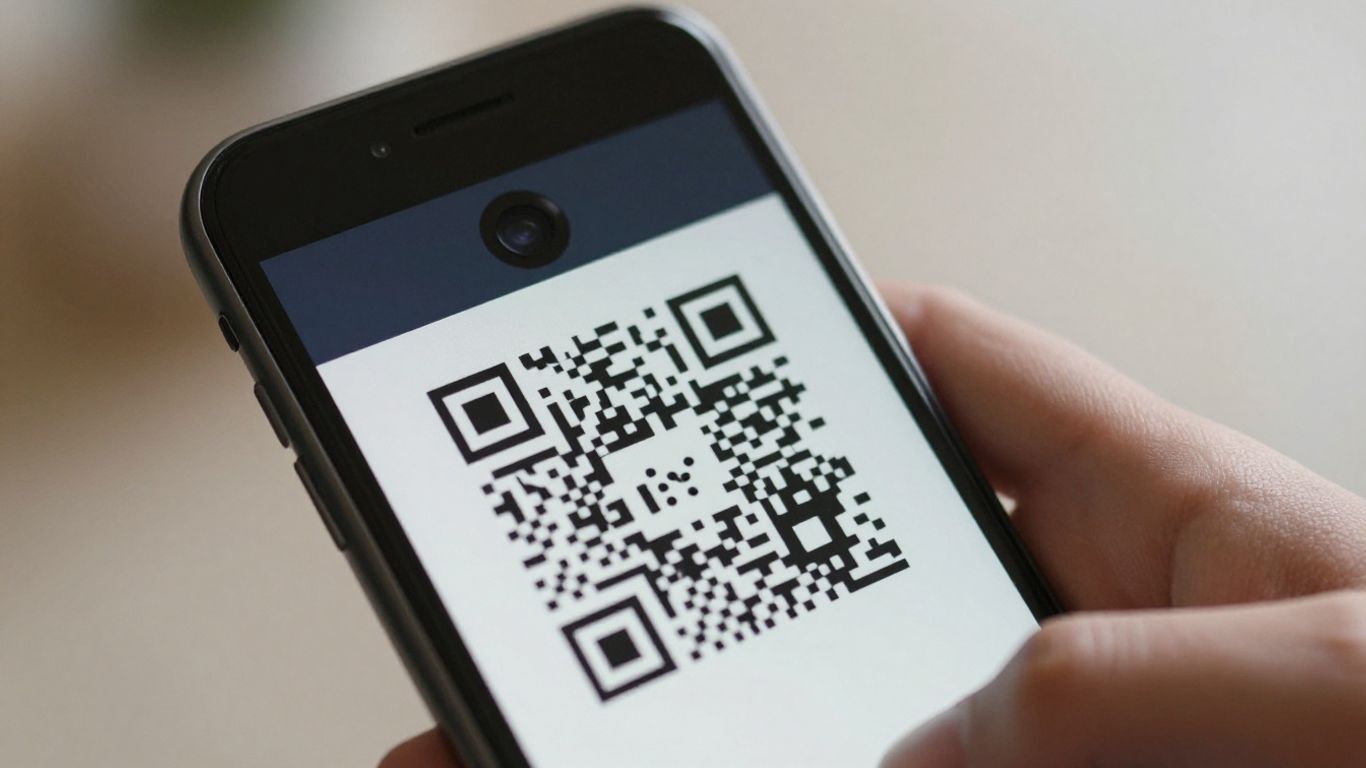 Smartphone scanning a QR code with its camera.