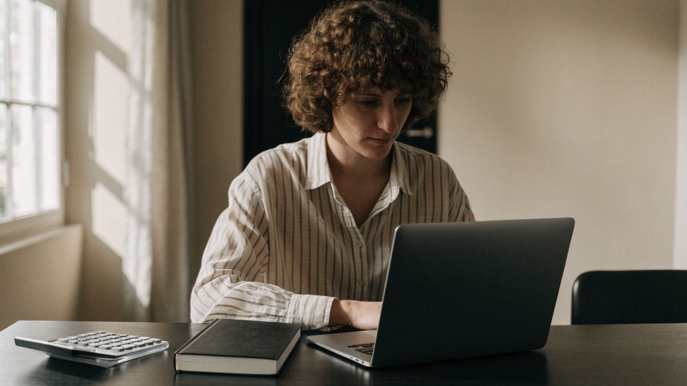 Business owner viewing a bank statement portal