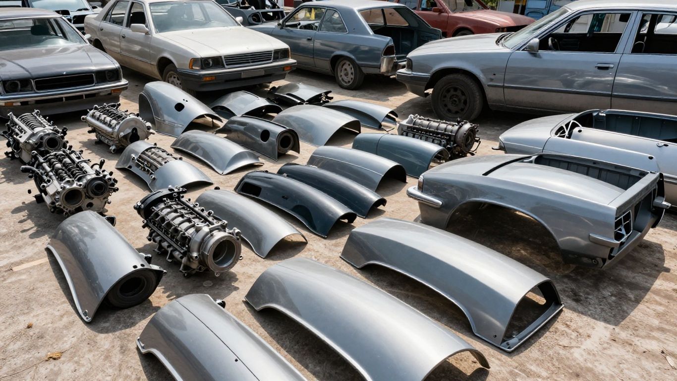 Chrysler car parts at a Hobart wrecking yard.