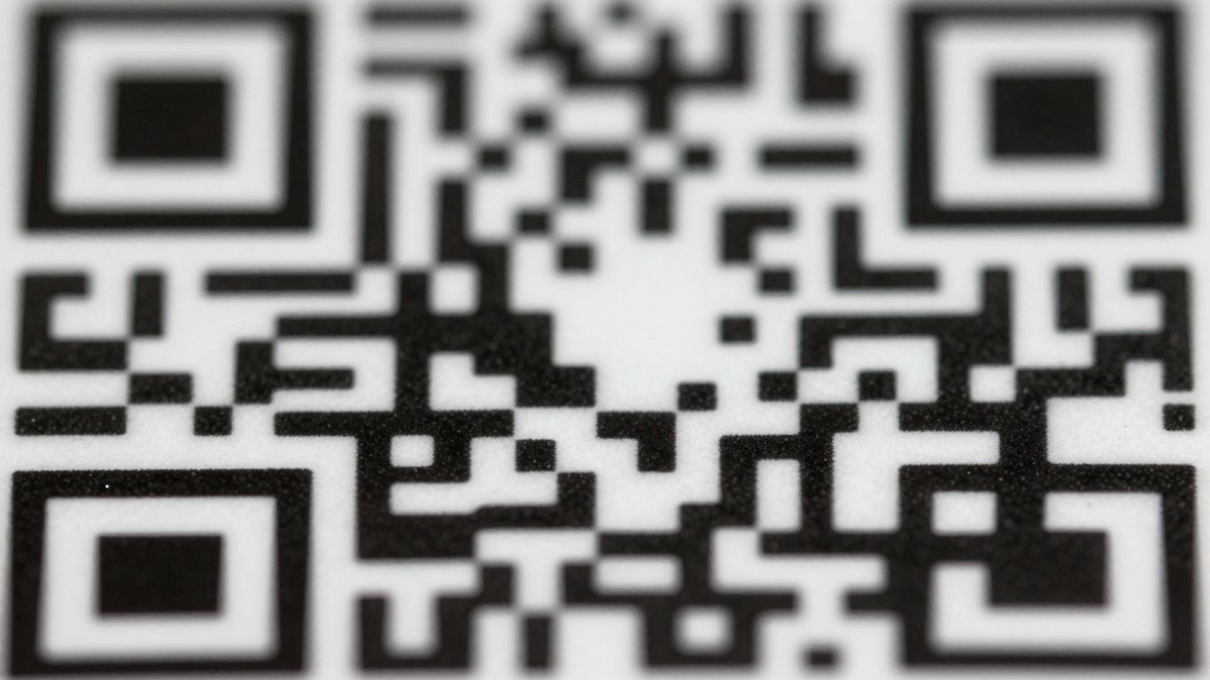 Close-up of a scannable QR code pattern.