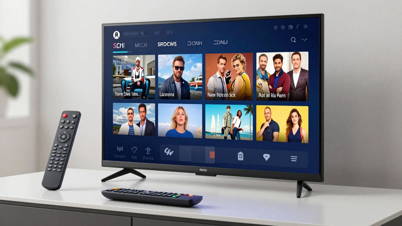 HD TV screen with remote control
