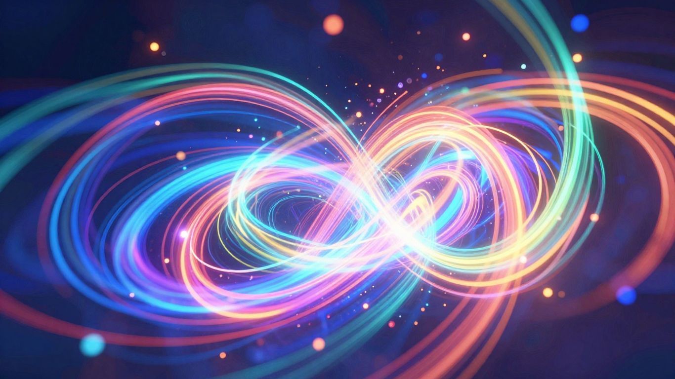 Abstract AI art with glowing lines and particles.