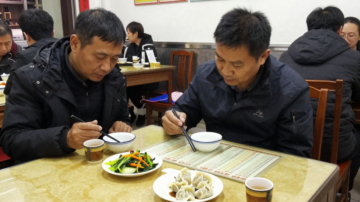 Traveler reading a Chinese restaurant menu