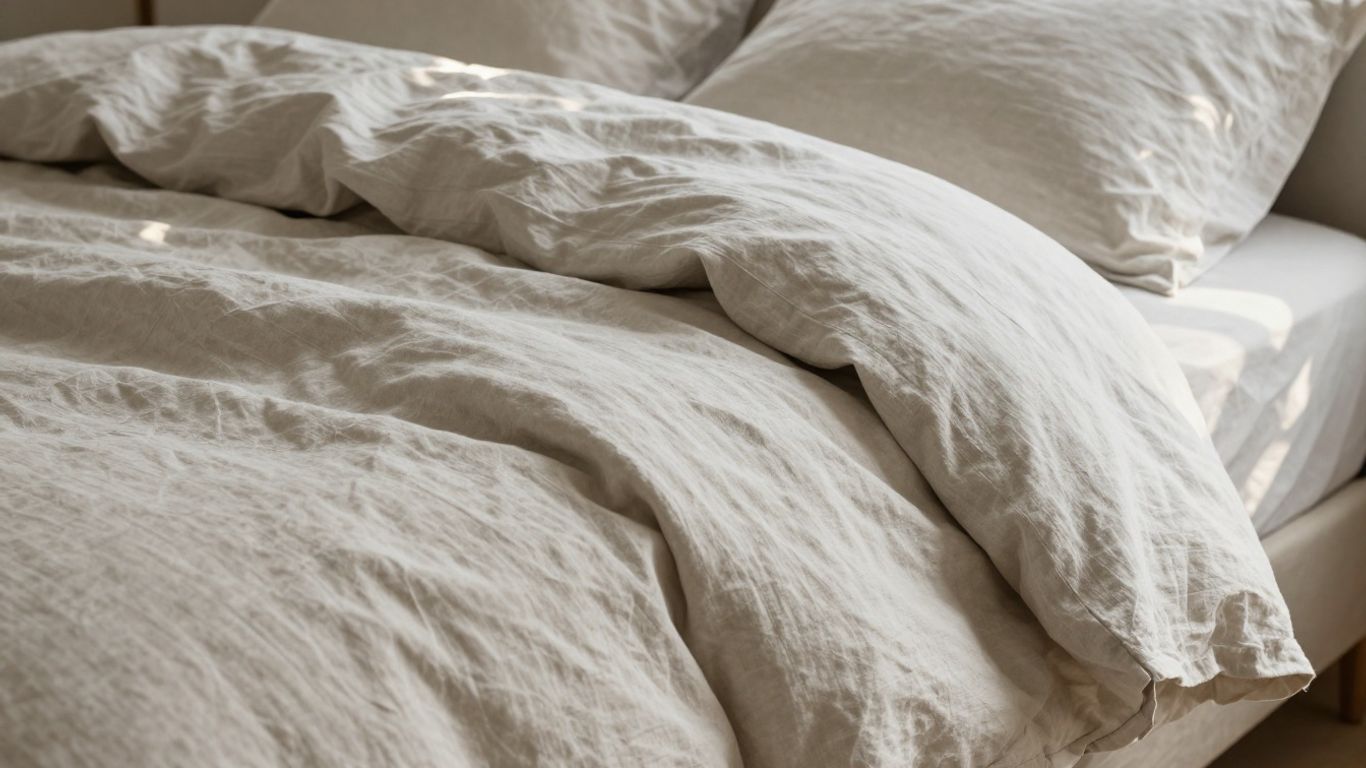 Soft, rumpled parachute linen duvet cover on a bed.