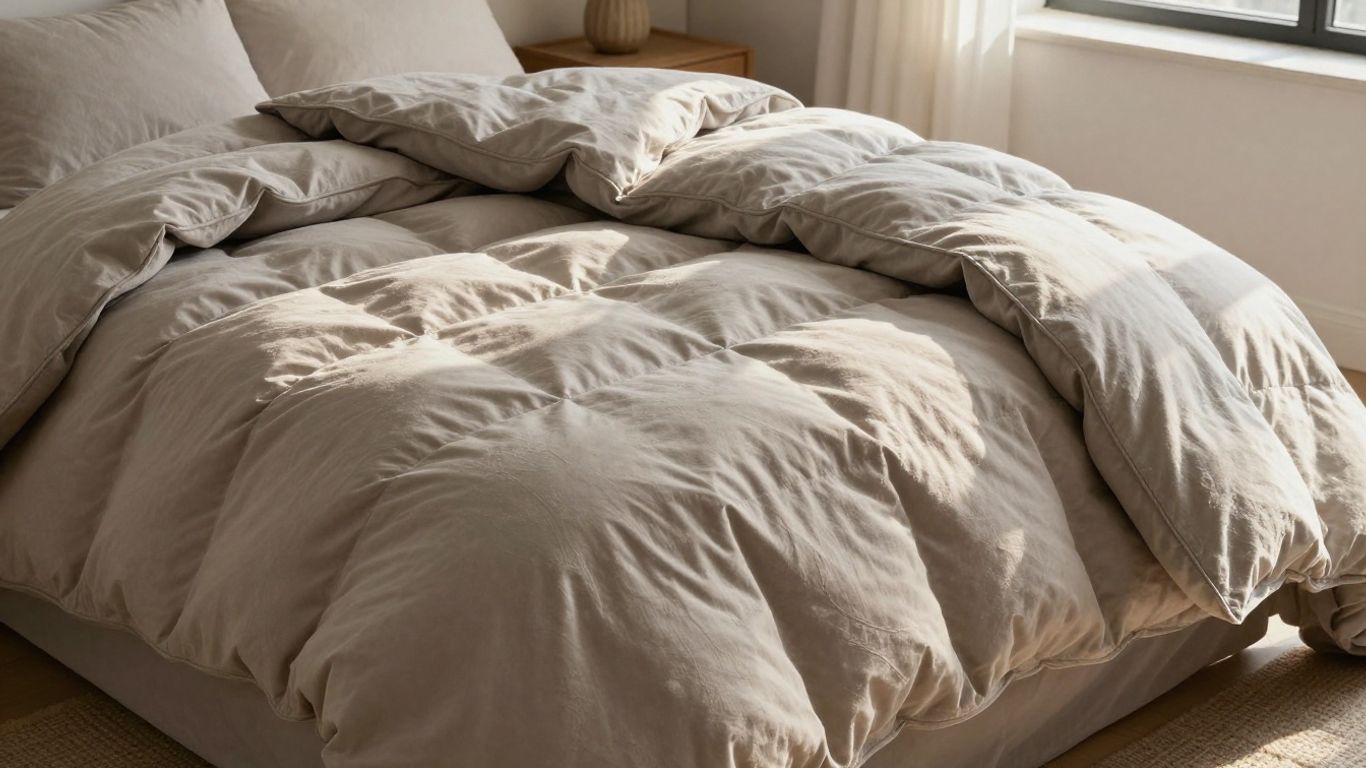 Cozy comforter on a neatly made bed.